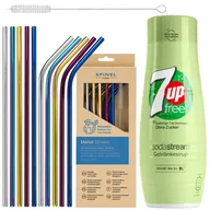 Syropy i koncentraty owocowe - Syrop do SodaStream 7UP Free Zero Cukru + Metalowe słomki SpinelSoda x10 - miniaturka - grafika 1