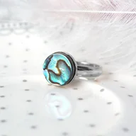 Pierścionki - PAUA SILVER - PIERŚCIONEK SREBRO z egzotyczną muszlą naturalną - miniaturka - grafika 1