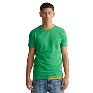 Koszulki męskie - GANT Męska koszulka polo z logo Contrast Logo SS, MID Green, standardowa, Mid Green, XXL - grafika 1