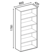Szafy biurowe - Szafa biurowa kombinowana PRIMO WOOD, drzwi przesuwne na 2 poziomach, 1781 x 800 x 420 mm, wiśnia - miniaturka - grafika 1