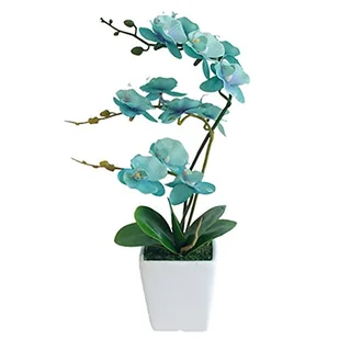YSZL 38 cm wysokości sztuczny jedwab Phalaenopsis Orchidea aranżacje doniczek (złoty niebieski) - Sztuczne kwiaty - miniaturka - grafika 1