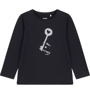 T-shirt z długim rękawem dla dziewczynki, z napisem klucz do szczęścia, czarny 3-8 lat - Bluzki dla dziewczynek - miniaturka - grafika 1