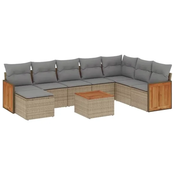 Beżowy zestaw wypoczynkowy z rattanem PE 62 x 62 x 69 cm, 55 x 55 x 37 cm