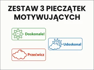 Pieczątki motywujące dla nauczycieli, oceny obrazkowe, ZESTAW 3szt. - Pieczątki - miniaturka - grafika 1
