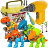 Klocki - Klocki Konstrukcyjne Dinozaury Zestaw do Skręcania + Wkrętarka 4w1 Zabawki - miniaturka - grafika 1