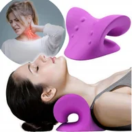 Masażery - Poduszka Ortopedyczna Pod Kark Rozciągająca Kręgosłup Szyję Masażer Fiolet - miniaturka - grafika 1