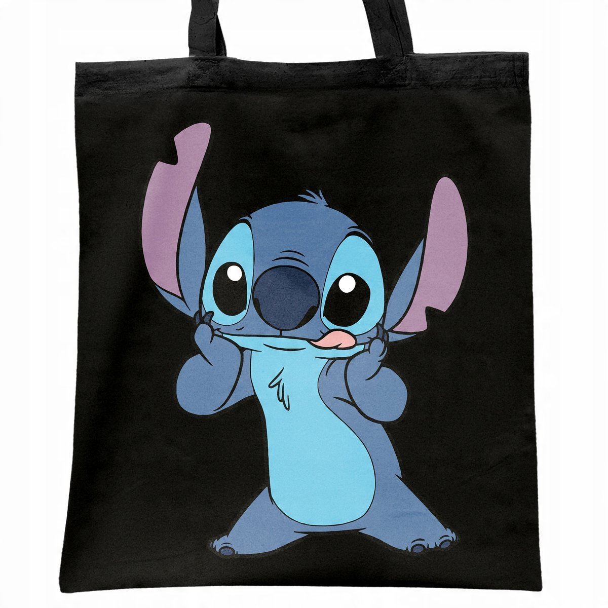 Torba bawełniana czarna na zakupy Stitch Lilo i Stich Dla Fanów