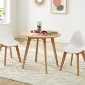 Krzesła - Zestaw 2 krzeseł dziecięcych z polipropylenu i dębu – białe – LILINOU - miniaturka - grafika 1