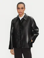 Kurtki damskie - Calvin Klein Kurtka skórzana K20K208337 Czarny Relaxed Fit - miniaturka - grafika 1