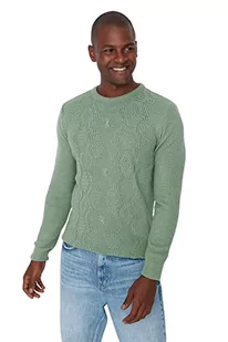 Trendyol Męska bluza z okrągłym dekoltem, gładka, wąska bluza, miętowa, L, Miętowy - Bluzy męskie - miniaturka - grafika 1