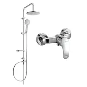 Baterie umywalkowe - Mexen Carl zestaw prysznicowy natynkowy z deszczownicą i baterią prysznicową Fabia, chrom - miniaturka - grafika 1