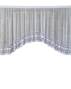 Firana gotowa 600x180 łuk,biały woal,gip.kwiat30cm - Firany - miniaturka - grafika 1