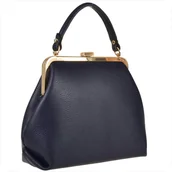Torebki damskie - Granatowa torebka skóra naturalna bigiel retro - miniaturka - grafika 1