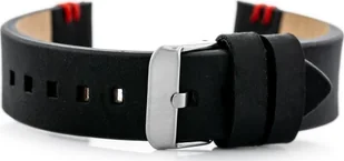 Pasek skórzany do zegarka W110 - czarny/czerwone - 20mm - Akcesoria do smartwatchy - miniaturka - grafika 1