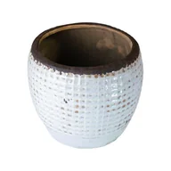 Donice - Piasek pustyni 2C, ceramiczna pękata osłonka w delikatną kratkę (najmniejsza) - miniaturka - grafika 1