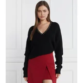 Swetry damskie - Patrizia Pepe Wełniany sweter | Loose fit - miniaturka - grafika 1