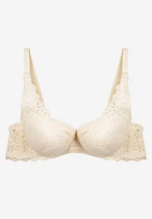 Jasnobeżowy Biustonosz Koronkowy z Efektem Push Up Grateria - Biustonosze - miniaturka - grafika 1