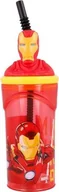 Kubki dla dzieci - KUBEK PLASTIKOWY ZE SŁOMKĄ AVENGERS IRON MAN 3D COMIC HEROES 360ML standard - miniaturka - grafika 1