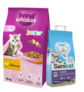 Sucha karma dla kotów - WHISKAS Junior 14 kg - sucha karma dla dla kociąt, z pysznym kurczakiem + SANICAT CLASSIC LAVENDER 10L - miniaturka - grafika 1