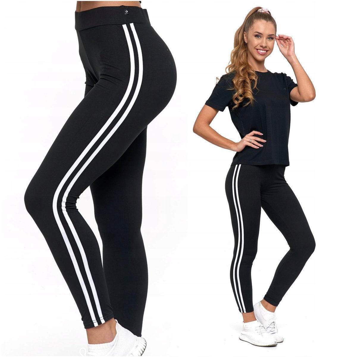 LEGGINSY z Wysokim Stanem z Lampasem Kryjące Moraj r. S/M