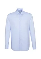 Koszule męskie - Seidensticker Męska koszula biznesowa – Shaped Fit – nie wymaga prasowania – kołnierz George – długi rękaw – 100% bawełna, niebieski (jasnoniebieski 15), 40 - miniaturka - grafika 1