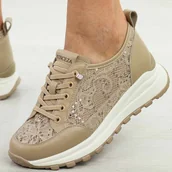 Półbuty damskie - Beżowe przewiewne skórzane półbuty damskie Vinceza 66783 - miniaturka - grafika 1