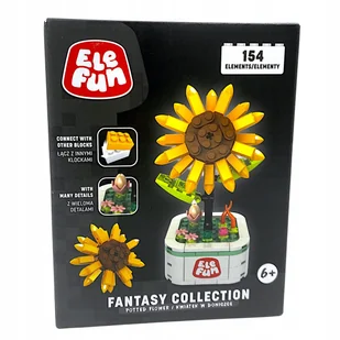 Elefun Fantasy Collection Kwiatek w doniczce żółty ”2” Klocki 154el. - Klocki - miniaturka - grafika 1