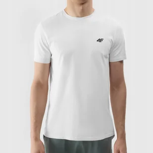Koszulka Męska 4F Biały T-shirt sportowy Regular Bawełna Basic XL - Koszulki męskie - miniaturka - grafika 1