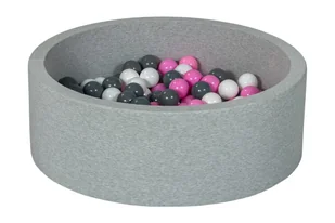 Suchy basen dla dziecka z piłeczkami 200szt (biały, pudrowy róż, szary) - Suche baseny - miniaturka - grafika 1