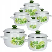 Zestawy garnków i patelni - Zestaw Garnków 1,5/2,5/3,5/5L Tradycyjne Emaliowane Monstera Gaz Indukcja - miniaturka - grafika 1