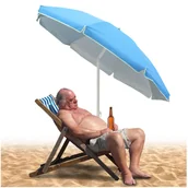 Parasole ogrodowe - Parasol plażowy w kolorze błękitnym z filtrem UV - miniaturka - grafika 1