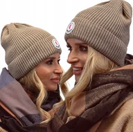 Czapki damskie - Lekka Modna Jesienna Czapka Wywijana Logo Latte n1 - miniaturka - grafika 1