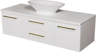 Szafki łazienkowe - Szafka wisząca biały mat z umywalką nablatową 140/50 cm Belli Gold Gante - miniaturka - grafika 1