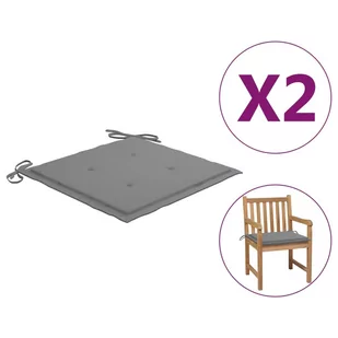 vidaXL Poduszki na krzesła ogrodowe, 2 szt., szare, 50x50x3 cm - Poduszki ogrodowe - miniaturka - grafika 1