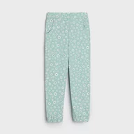 Spodnie i spodenki dla dziewczynek - Sinsay - Spodnie dresowe jogger - Zielony - miniaturka - grafika 1