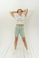 Legginsy - Krótkie Legginsy z Wysokim Stanem - Zielono-Miętowe - miniaturka - grafika 1