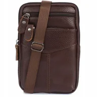 Nerki - Saszetka męska do paska na ramię telefon portfel skórzana pojemna C. Brąz - miniaturka - grafika 1