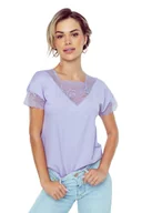 Bluzki damskie - Bluzka damska z koronkowym akcentem w górnej części Trinity Bluzka liliowa 3XL - miniaturka - grafika 1
