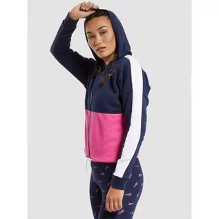 Bluzy sportowe damskie - Bluza Damska Reebok Rozpinana Z Kapturem Granatowa FU2205 - grafika 1