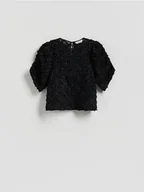 Bluzki damskie - Reserved - Bluzka z aplikacjami - czarny - miniaturka - grafika 1