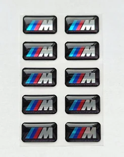 10x Bmw M-Power naklejki logo 3D znaczki na felgi kierownicę 18x10 chrom - Akcesoria motoryzacyjne - miniaturka - grafika 1