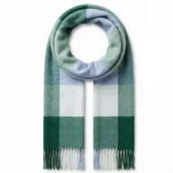 Apaszki i szaliki damskie - Szalik Damski kaszmirowy w kratkę zielony niebieski kolorowy szal prezent - miniaturka - grafika 1