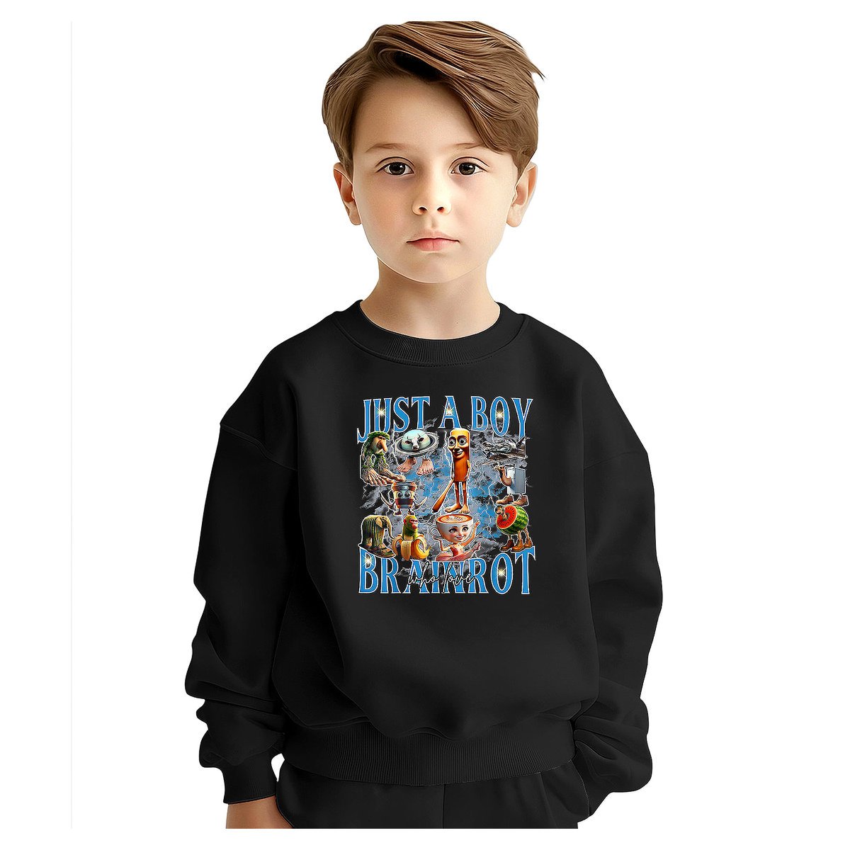BLUZA DZIECIĘCA ITALIAN BRAINROT JUST A BOY 110-116 DLA CHŁOPCA DZIEWCZYNKI
