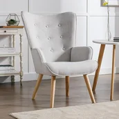 Fotele - Fotel tapicerowany jasnoszary - VATELY - miniaturka - grafika 1