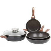 Zestawy garnków i patelni - Zestaw Patelni Z Powłoką Qualum Basic Stone Edition Darkwood 5-Elementowy Ambition - miniaturka - grafika 1