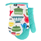 Fartuchy i rękawice kuchenne - Rękawice kuchenne 18x27 z magnesem 2 szt. białe turkusowe przybory kuchenne - miniaturka - grafika 1