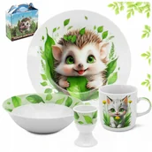 Zestawy naczyń dla dzieci - Zestaw Obiadowy Dla Dzieci 4el Porcelana Talerz Kubek Komplet Bella Fiore - miniaturka - grafika 1