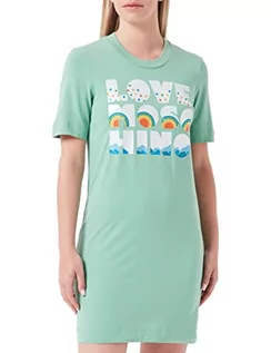 Sukienki - Love Moschino Damska sukienka Regular ape with Short Sleeves, zielony, 44 PL - grafika 1