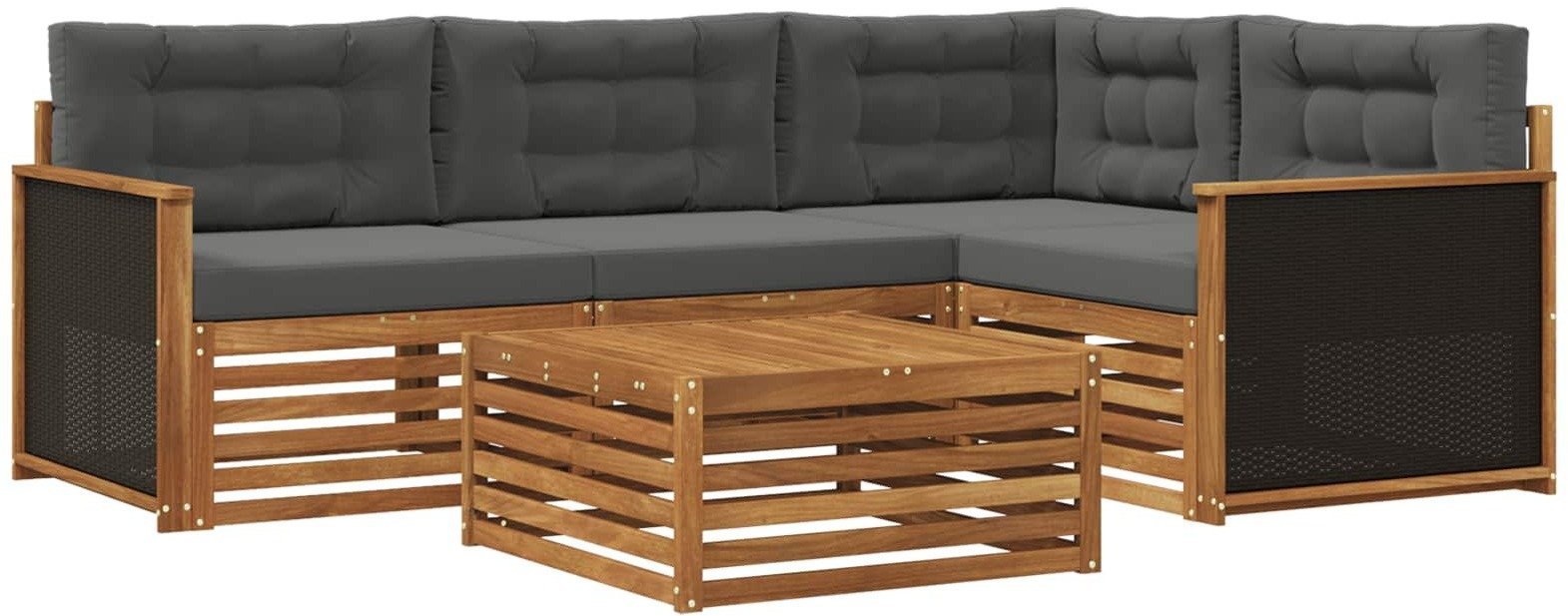 vidaXL Zestaw sof na zewnątrz 5 pcs Naturalny i Antracytowy