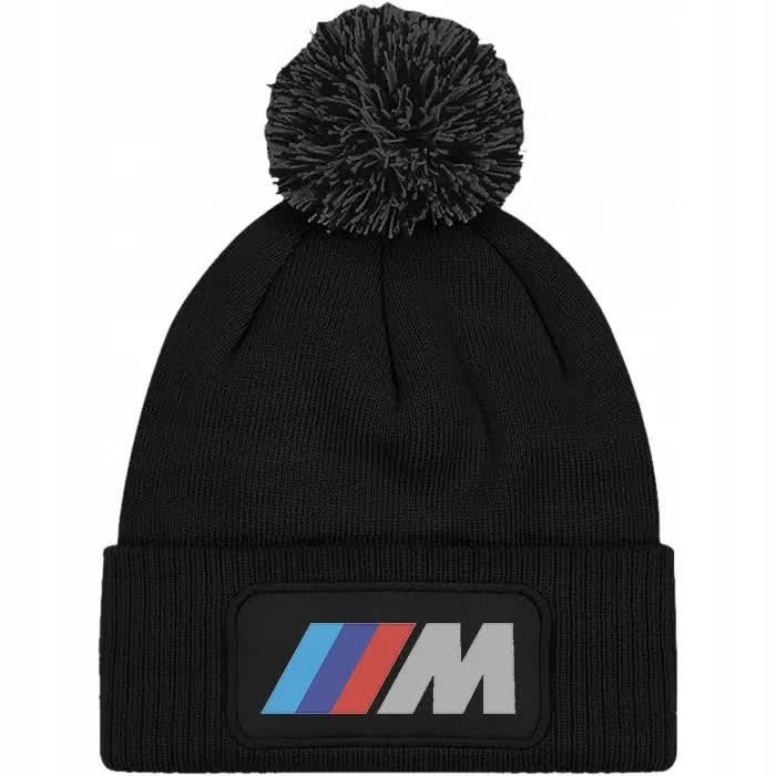 Czapka Czarna z Pomponem BMW M PAKIET Zimowa Na Prezent Wzory
